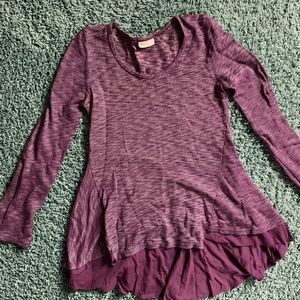 Purple ruffled long sleeve tee